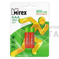 Аккумулятор Ni-MH Mirex HR03 / AAA 800mAh 1,2V 2 шт (2/20/100), ecopack Аккумулятор Ni-MH Mirex HR03 / AAA 800mAh 1,2V 2 шт (2/20/100), ecopack