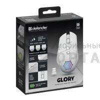 Мышь игровая, беспроводная DEFENDER Glory GM-514 белый,LED,7D,400 мАч,3200dpi (1/60) Мышь игровая, беспроводная DEFENDER Glory GM-514 белый,LED,7D,400 мАч,3200dpi (1/60)