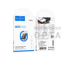 Переходник Type-C(f) - USB(m) HOCO UA36C, USB 2.0,  черный, прозрачный