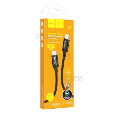 Кабель Type-C to Type-C HOCO X89 Wind, 1m, 3.0A, PD 60W,  черный